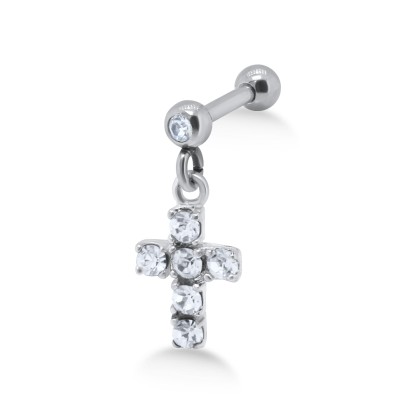 Stone Set Cross Shaped Upper Ear Dangling Charms TIPBD-12